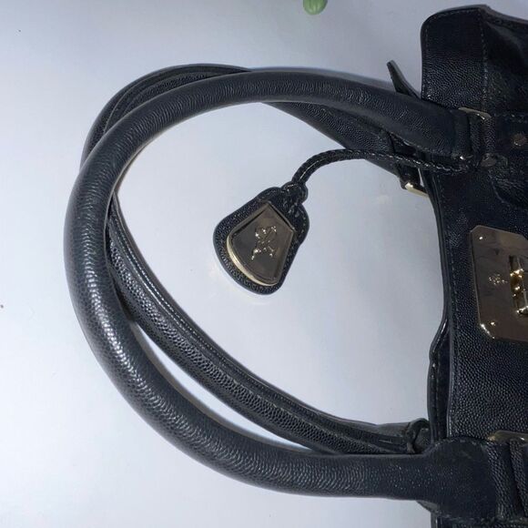 Elegant Cole Haan Valise Kendra Black Leather Satchel Handbag - Picture 10 of 13